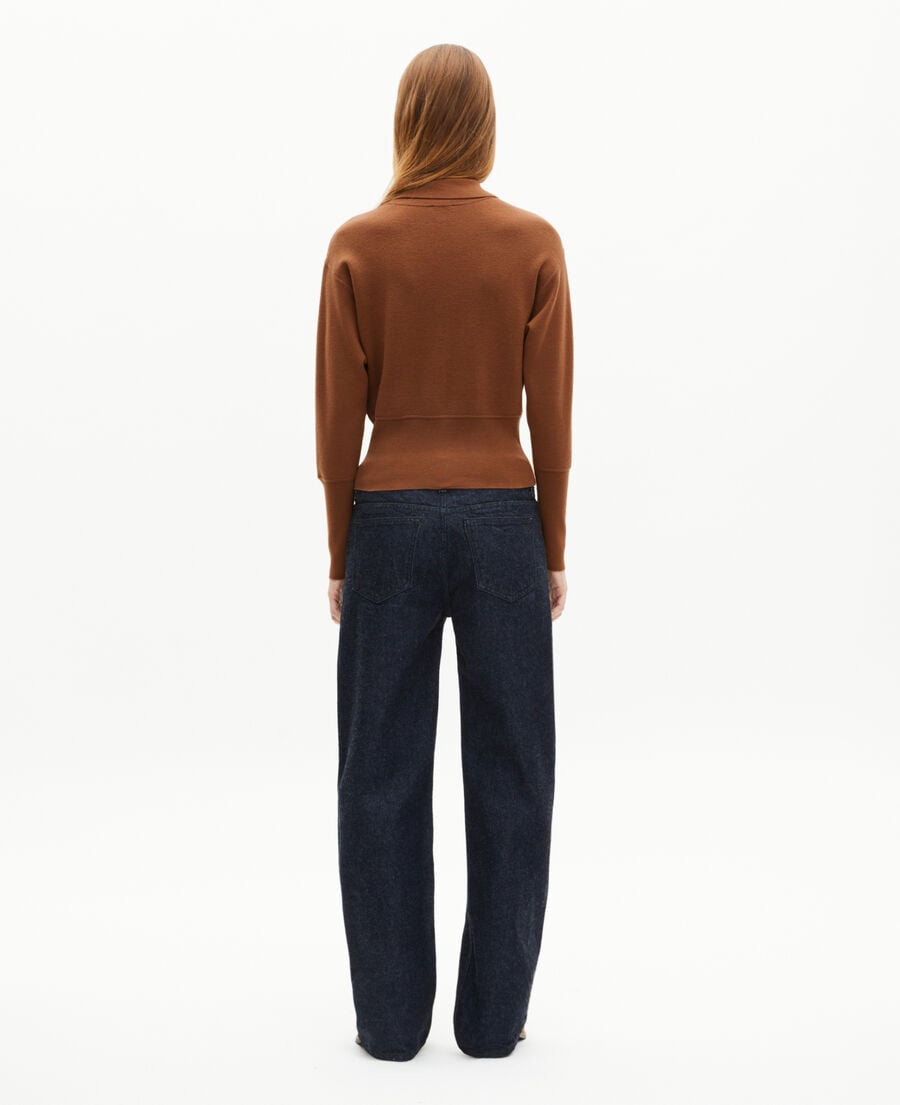 The Kooples FEMME CAMEL pull col polo en laine mérinos mélangée camel