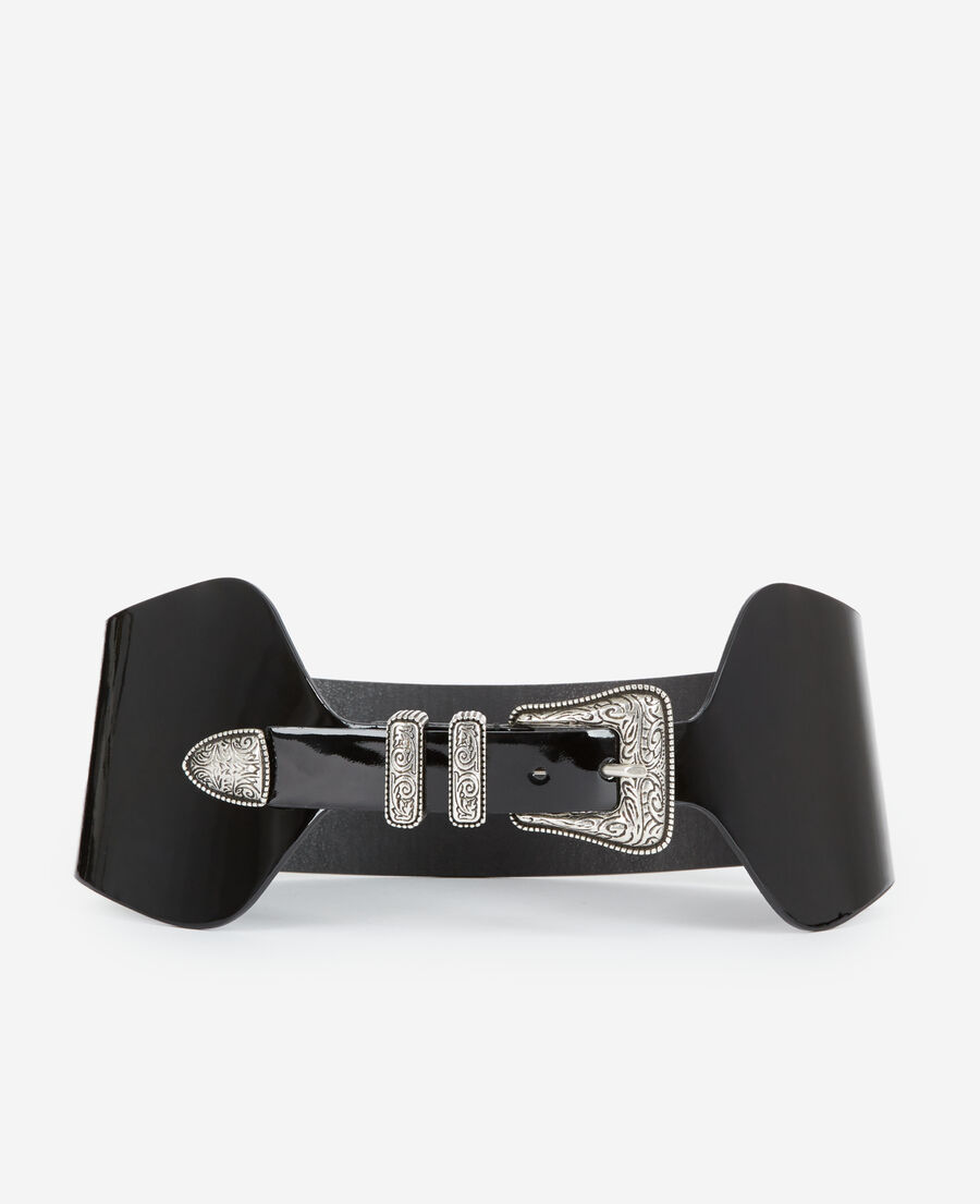 wide black vinyl style leather belt