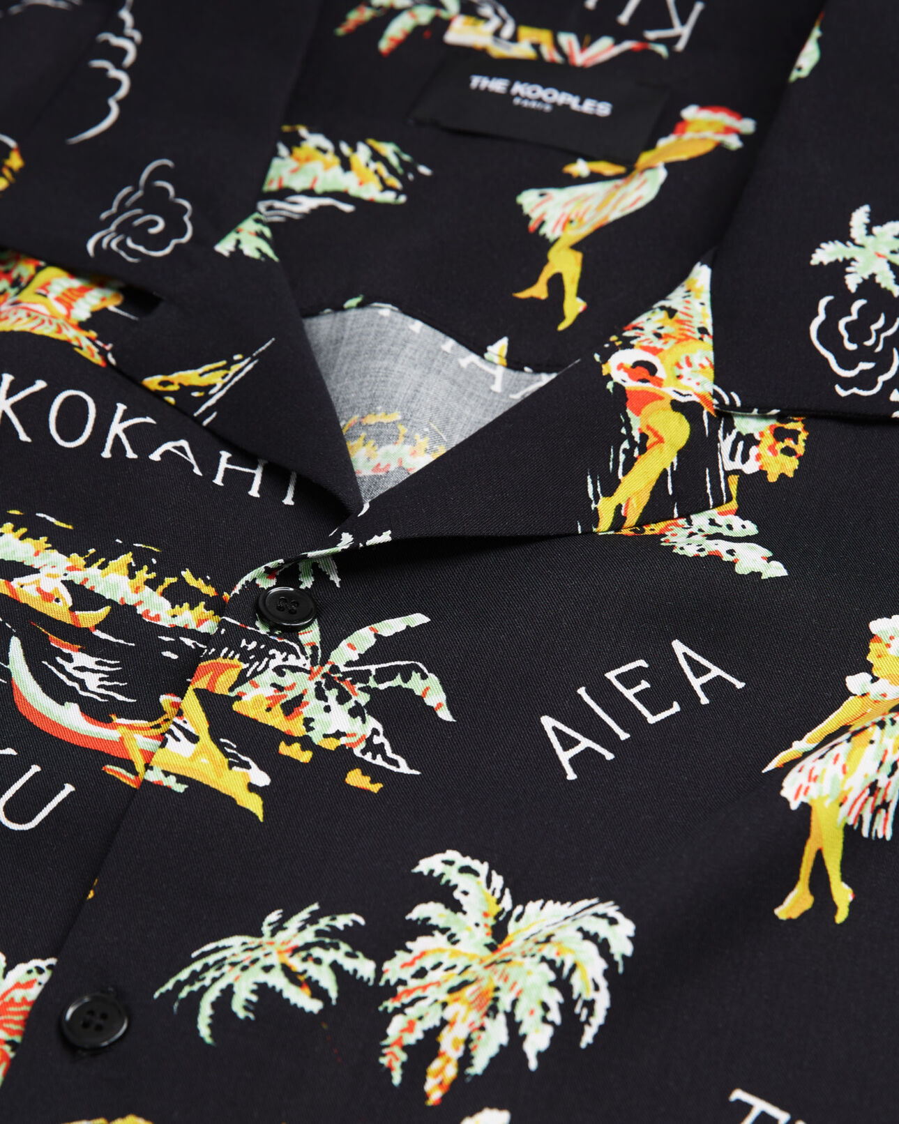 The Kooples MEN BLACK / YELLOW men’s black shirt with floral print