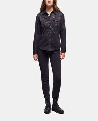 The Kooples F BLACK WASHED black shirt with rhinestone details