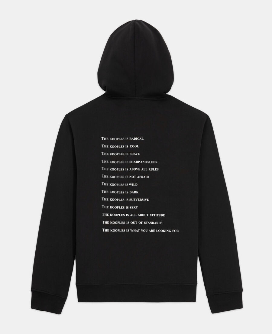 men's black sweatshirt with what is screen print