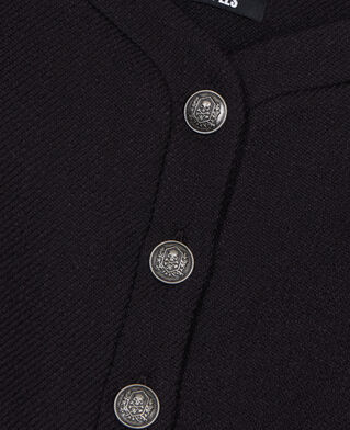 The Kooples FEMME BLACK veste en laine et coton noire