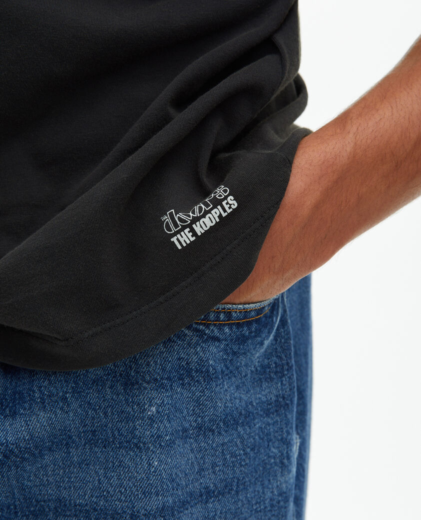 The Kooples MIXTA BLACK WASHED camiseta unisex negra descolorida de the doors x the kooples