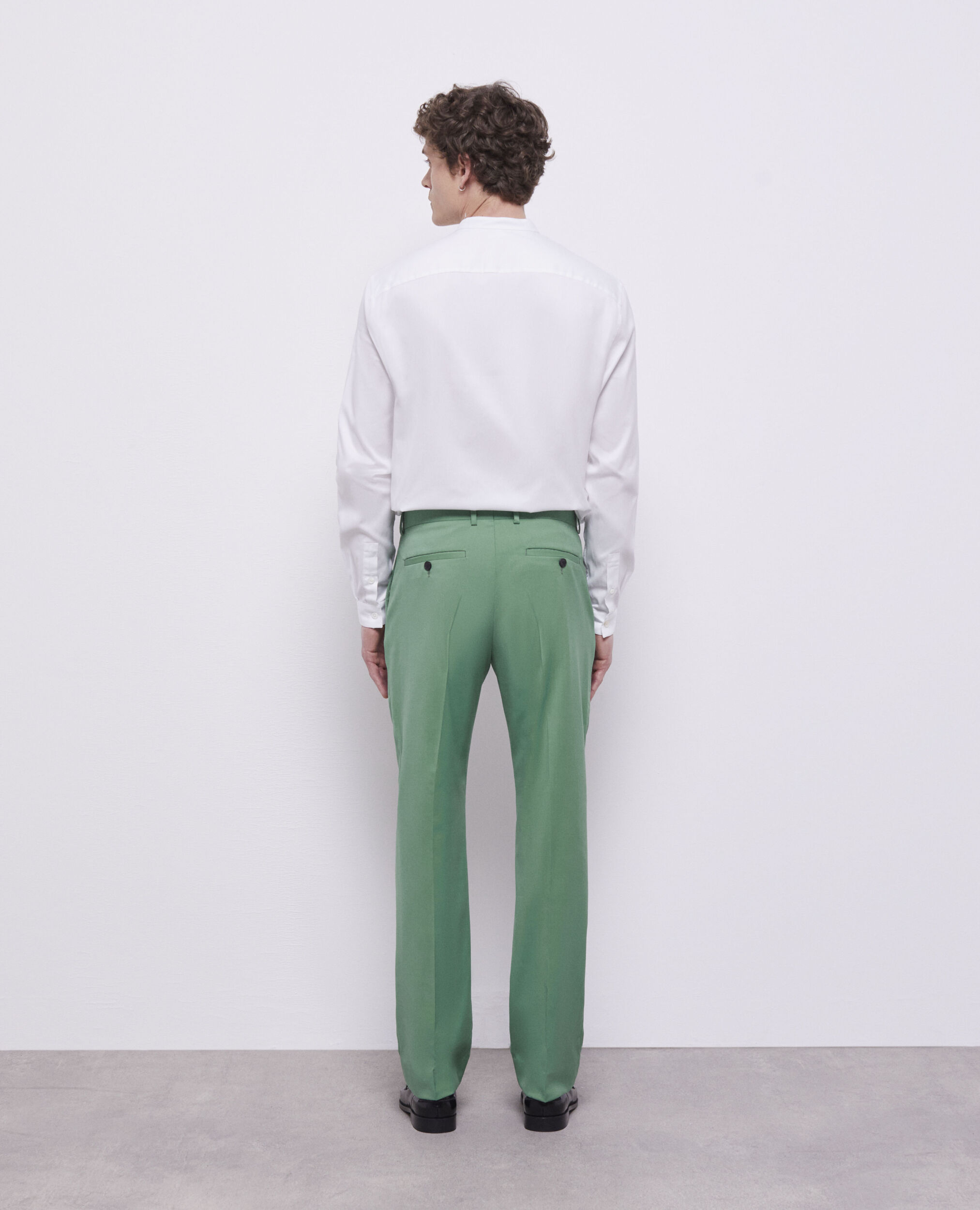 Green wool suit pants, GREEN, hi-res image number null