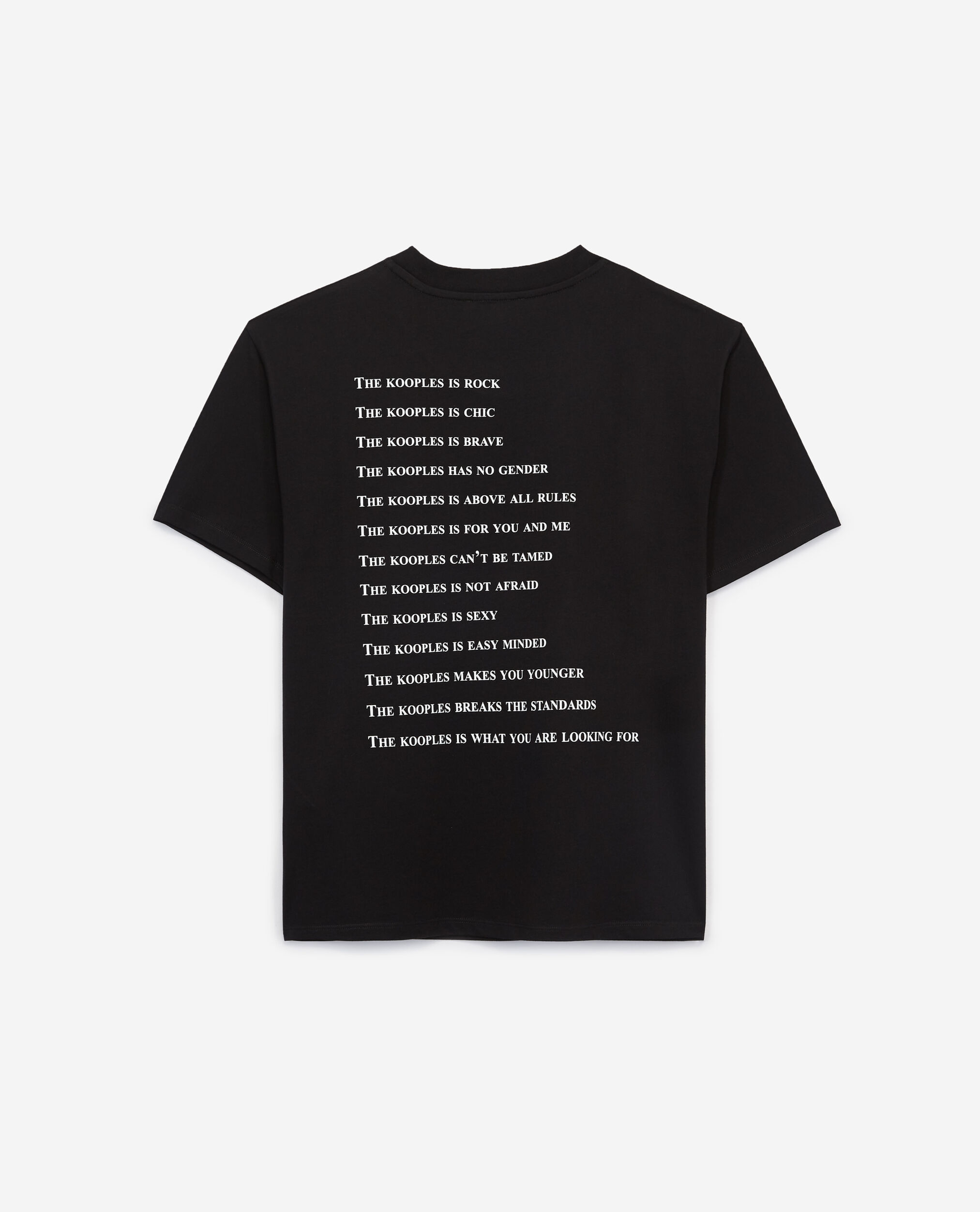 Black cotton T-shirt with What is print, BLACK, hi-res image number null