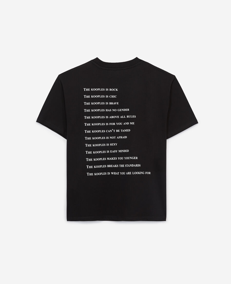 baumwoll-t-shirt schwarz mit what is-print