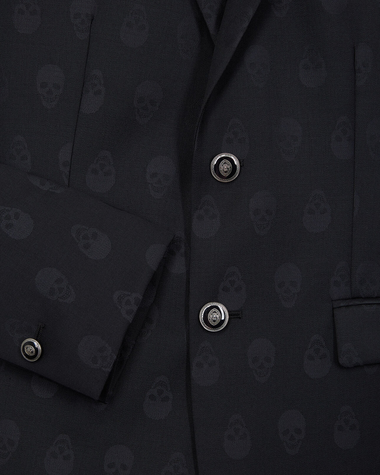 The Kooples MEN BLACK / ANTHRACITE black suit jacket with jacquard skull motif