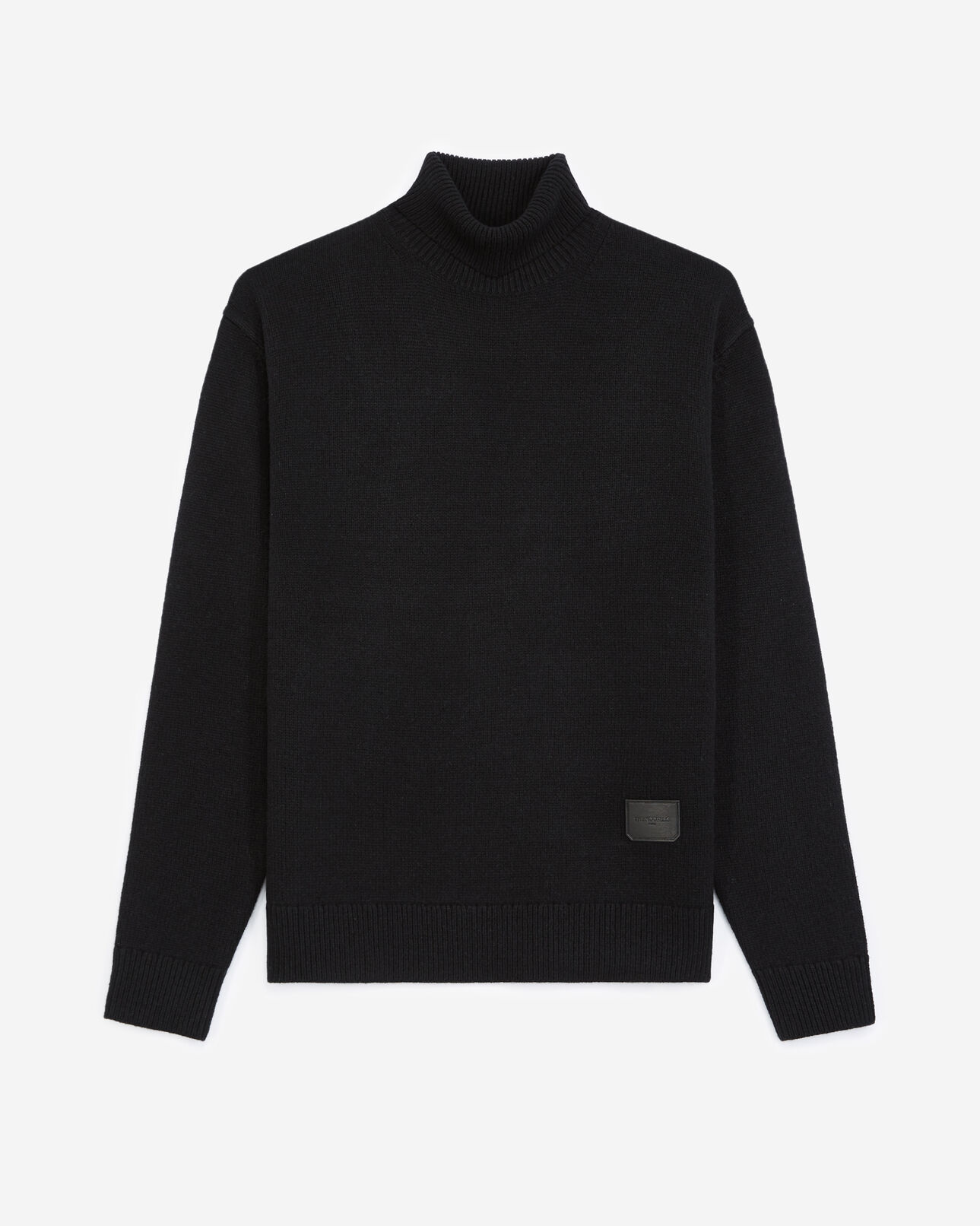 The Kooples HOMME BLACK pull laine noir à col roulé et étiquette