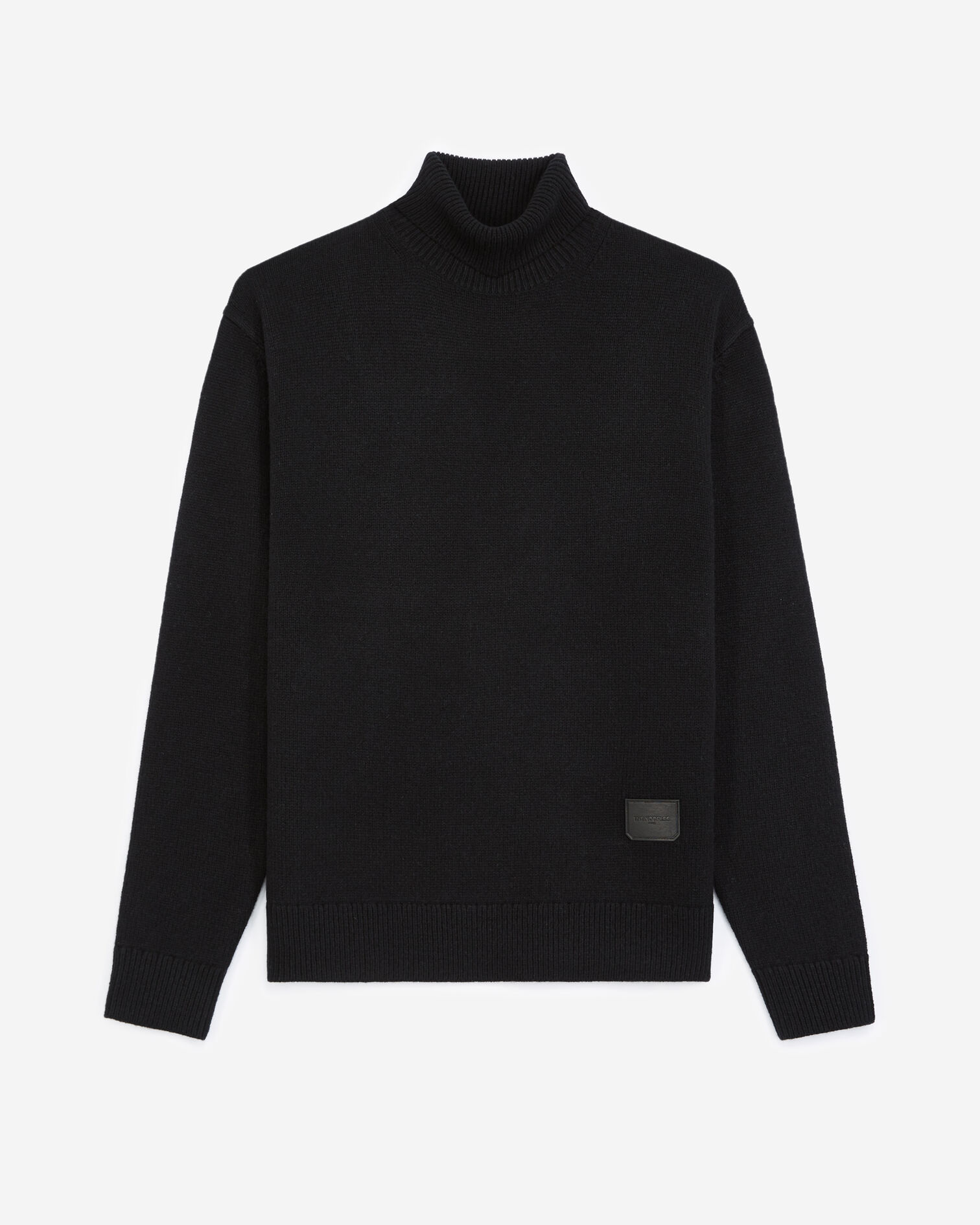Pull laine noir à col roulé et étiquette, BLACK, hi-res image number null