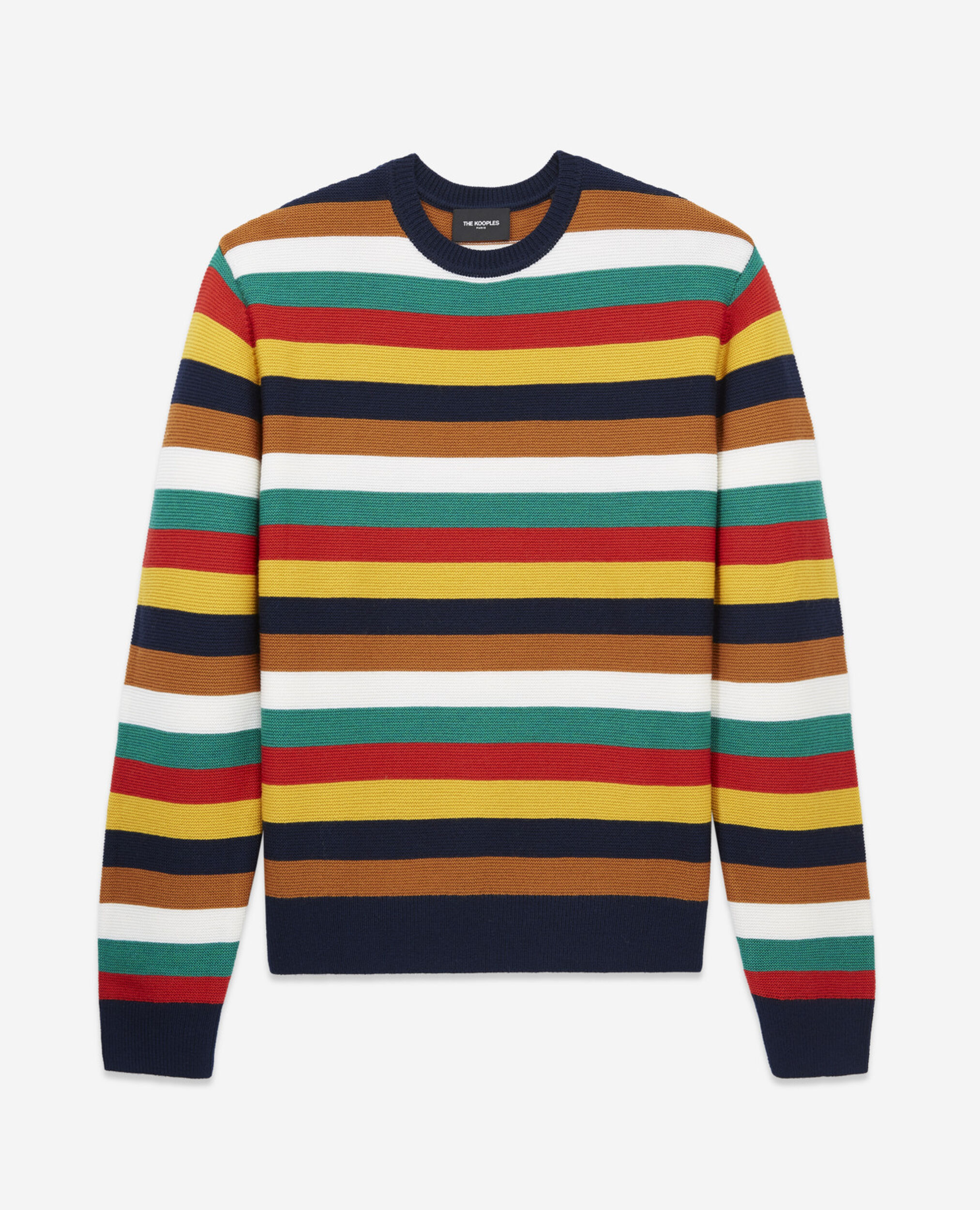 Multicolored striped sweater with crew neck, MULTICOLOR, hi-res image number null