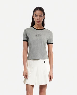 The Kooples WOMEN GREY MELANGE t-shirt with gray screen printing