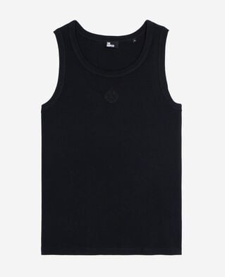 The Kooples MEN BLACK WASHED tank top with black coat-of-arms embroidery