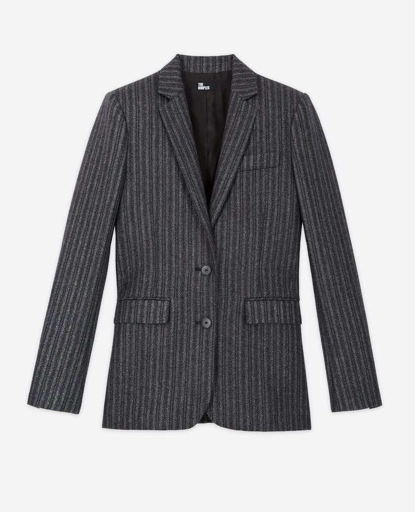 The Kooples DAMEN BLACK gestreifte, schwarze jacke
