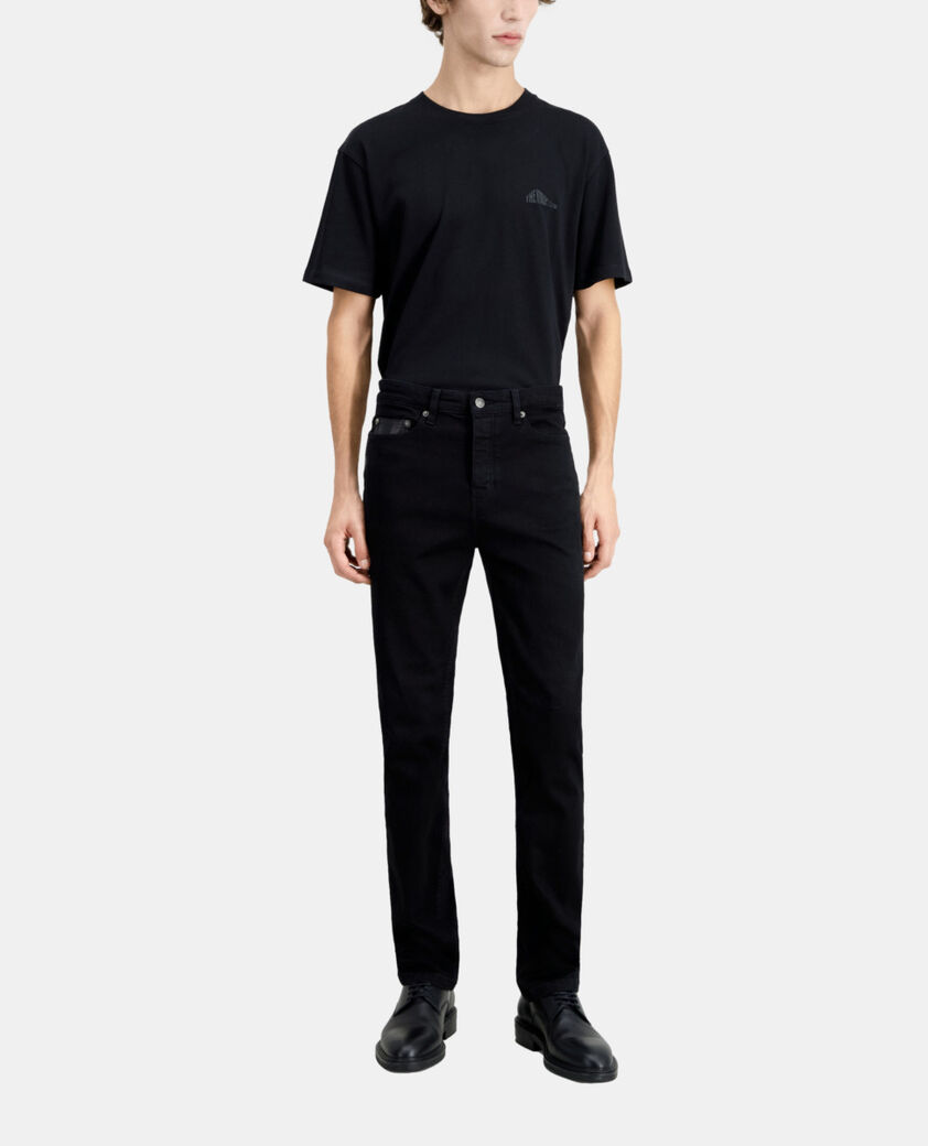 The Kooples HERREN BLACK schwarze slim-jeans mit tasche aus leder