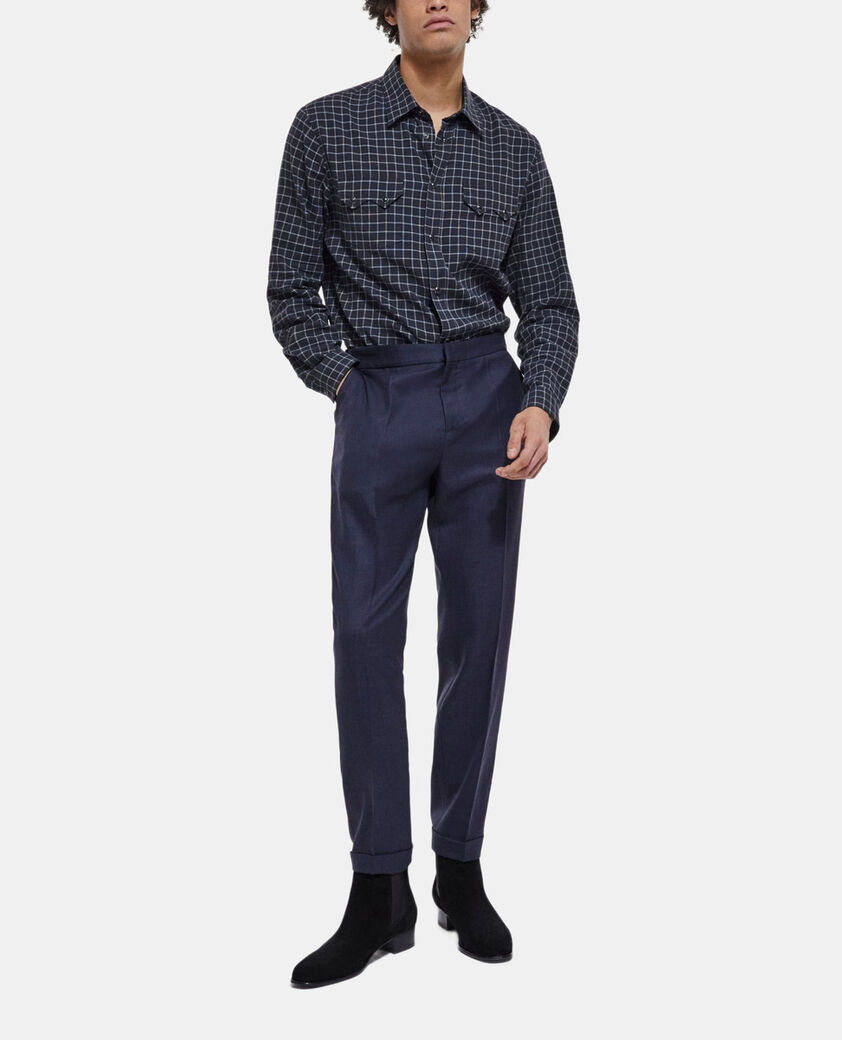 The Kooples HOMME DARK GREY chemise col classique à carreaux