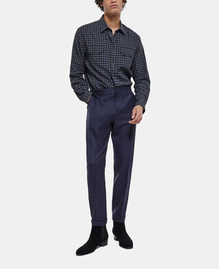 The Kooples HOMME DARK GREY chemise col classique à carreaux