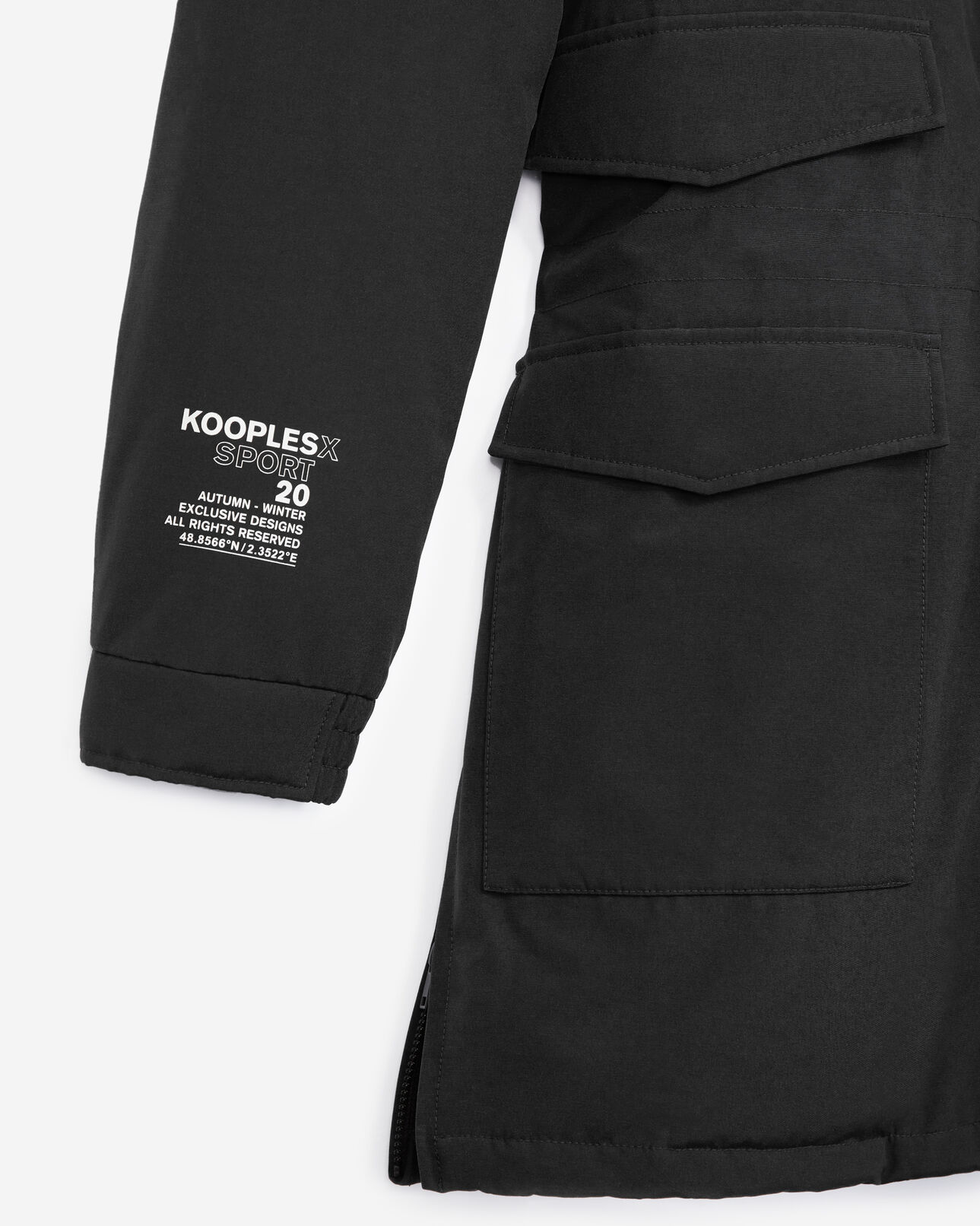 The Kooples HOMBRE BLACK parka algodón negra capucha forrada