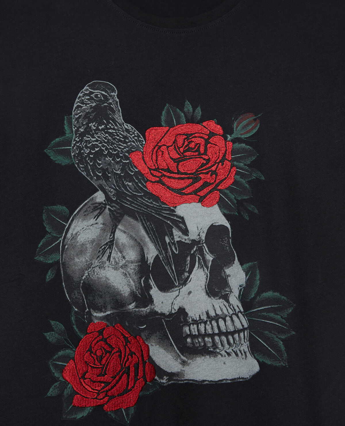 Black shirt with red sales roses