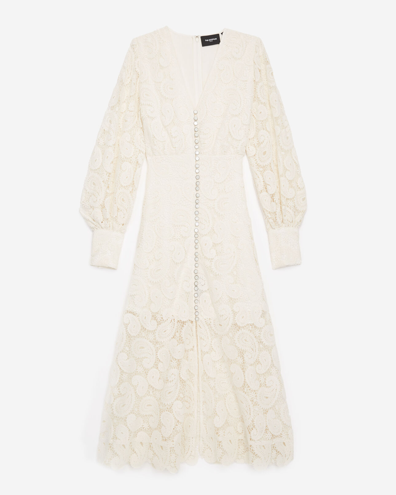 The Kooples WOMEN ECRU ecru long-sleeved lace dress