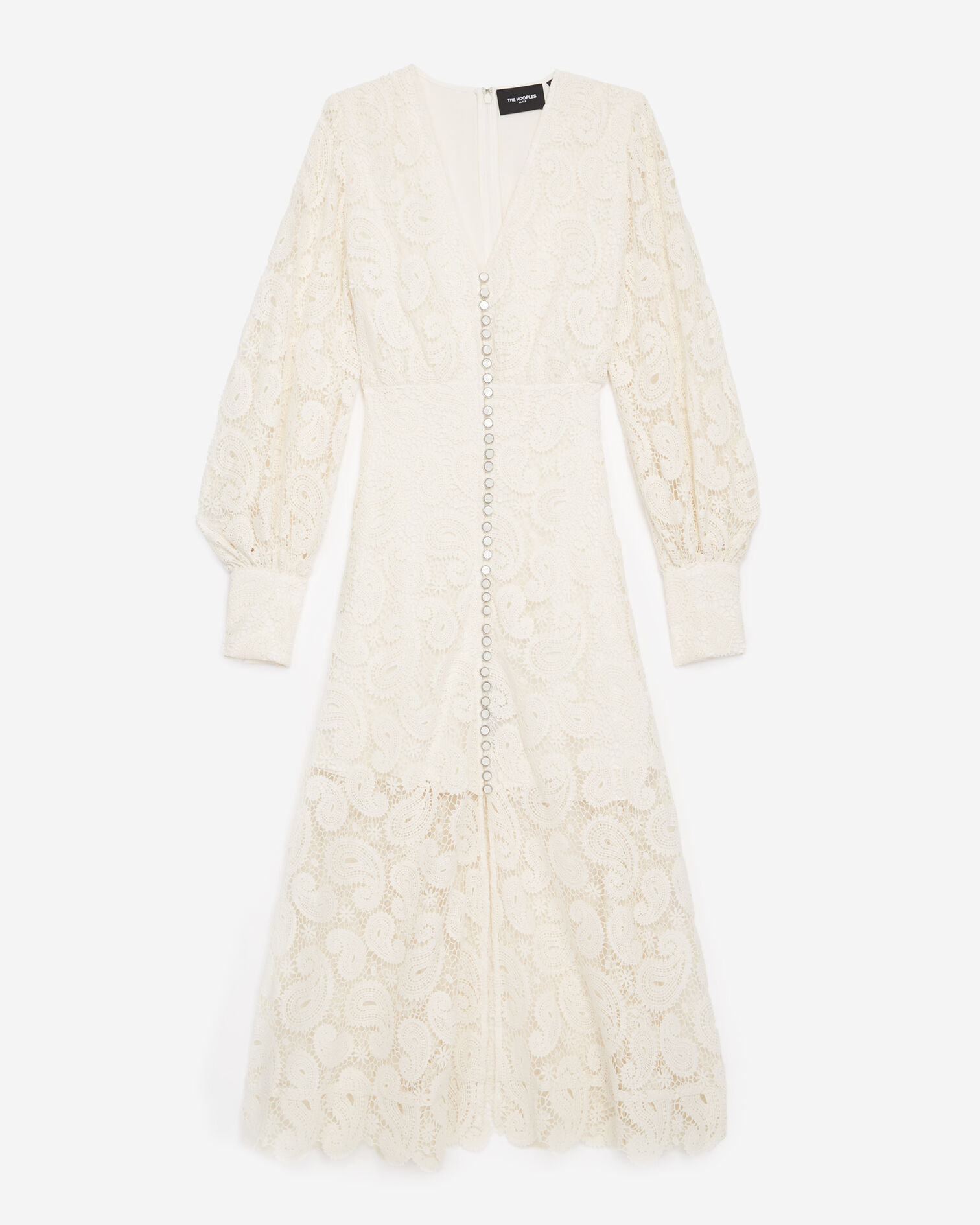 Ecru long-sleeved lace dress, ECRU, hi-res image number null