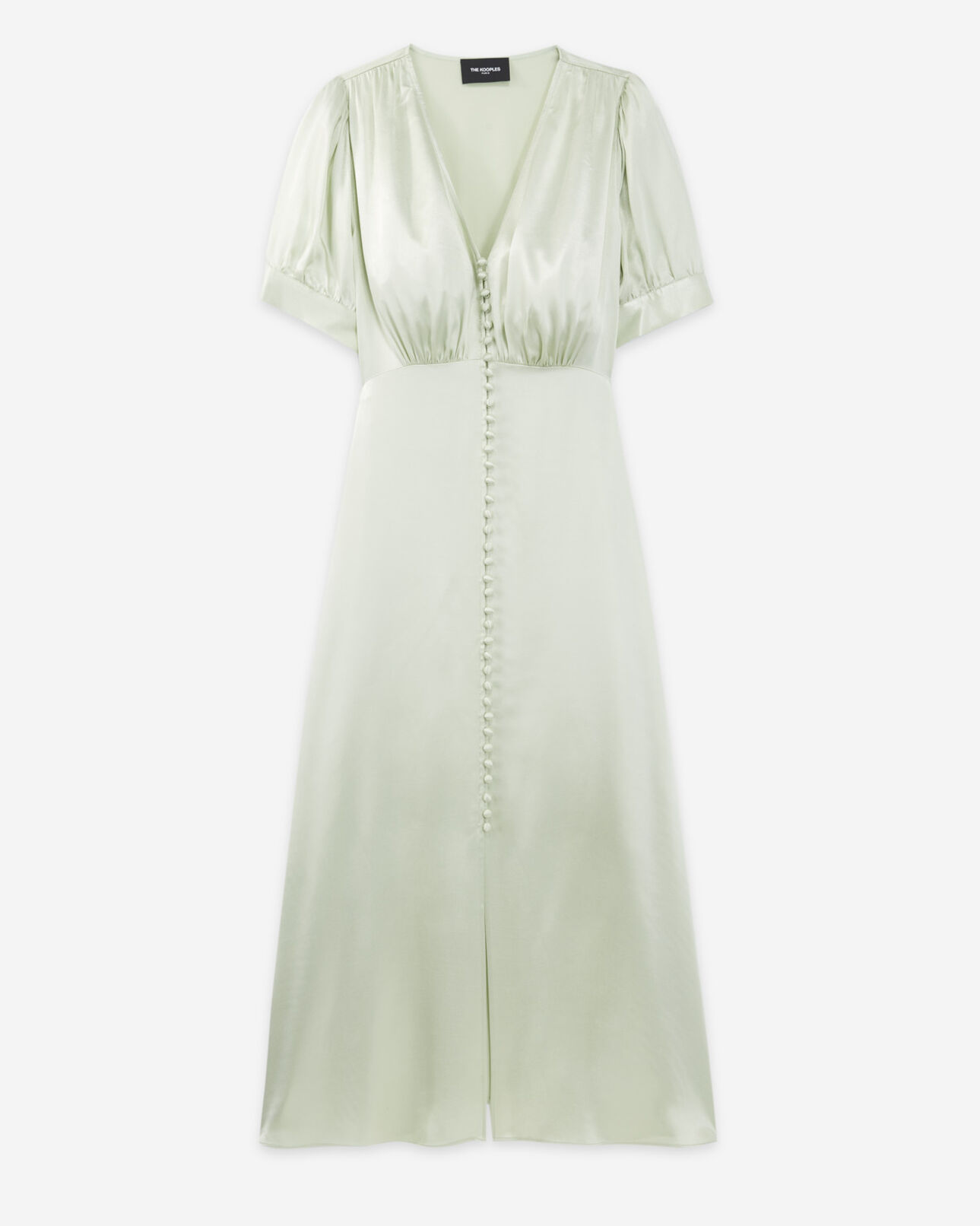 The Kooples FEMME MINT robe longue vert menthe à boutonnage