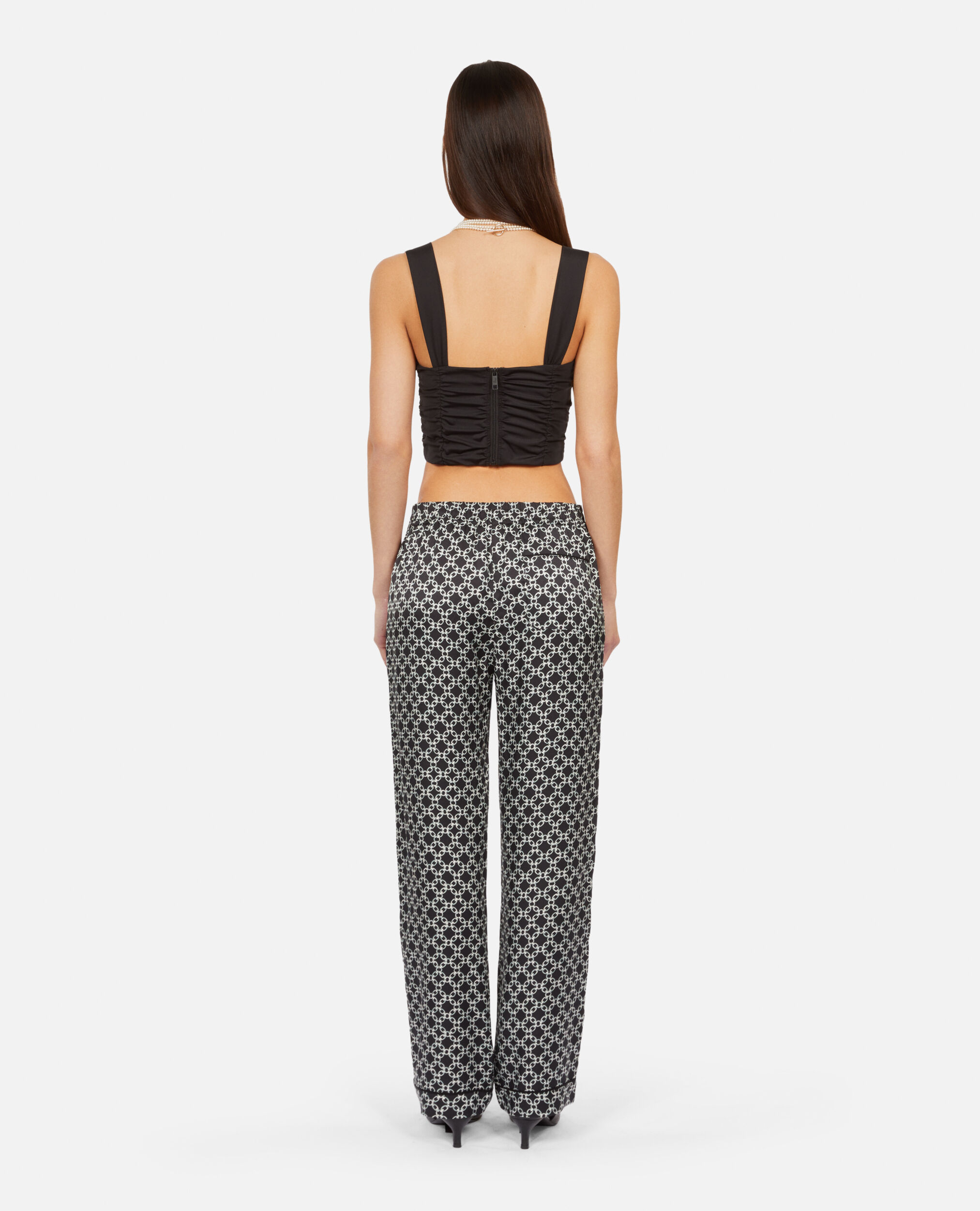 Printed trousers, BLACK WHITE, hi-res image number null