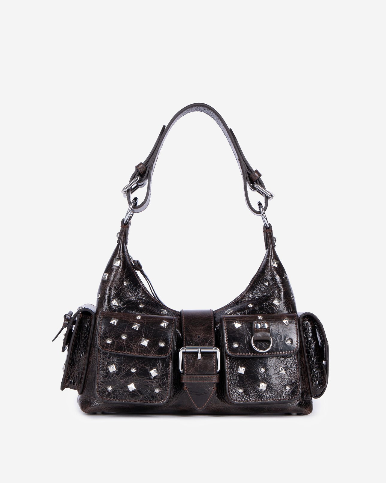 The Kooples MUJER BROWN bolso amelia tachuelas piel marrón