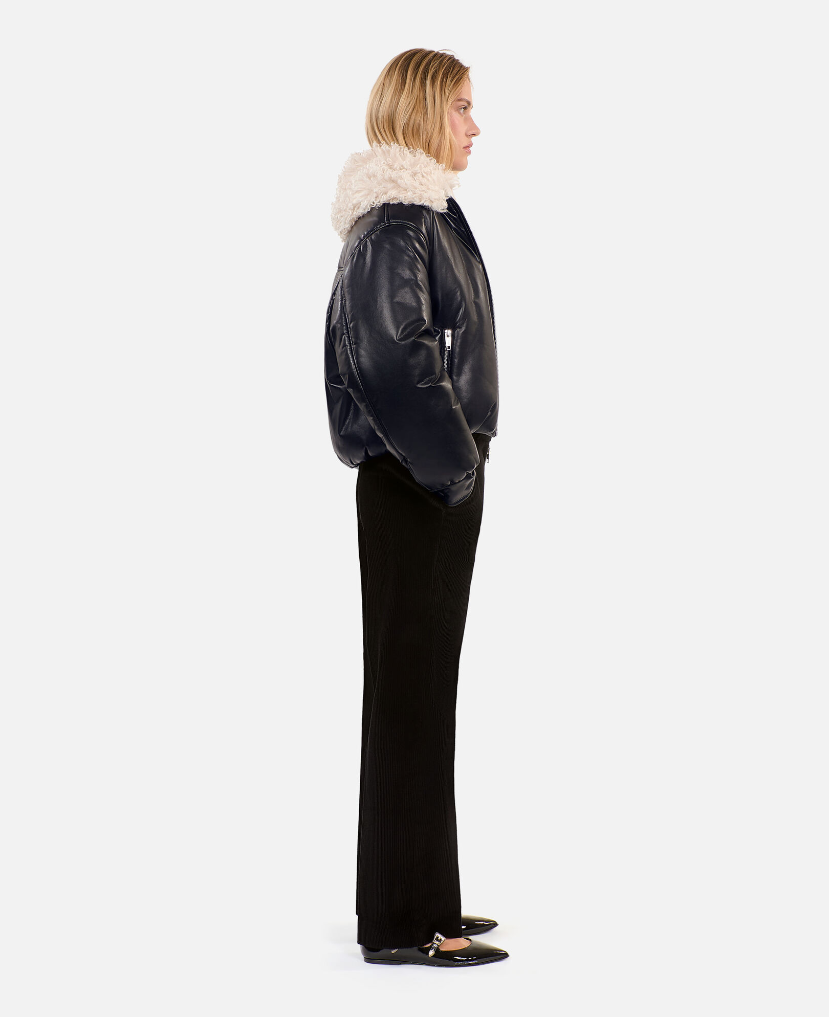 The Kooples WOMEN BLACK black leather-effect jacket