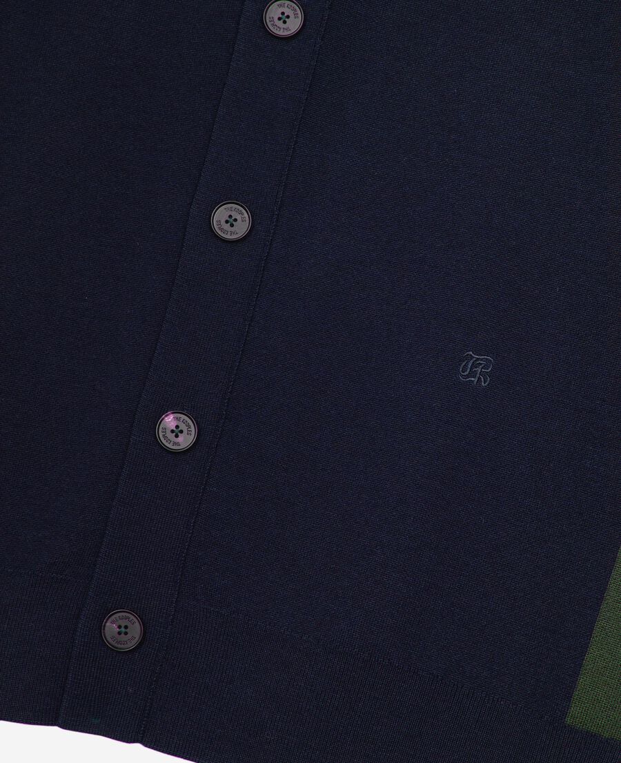 The Kooples HERREN NAVY-GREEN marineblaue doppelseitige wollstrickjacke