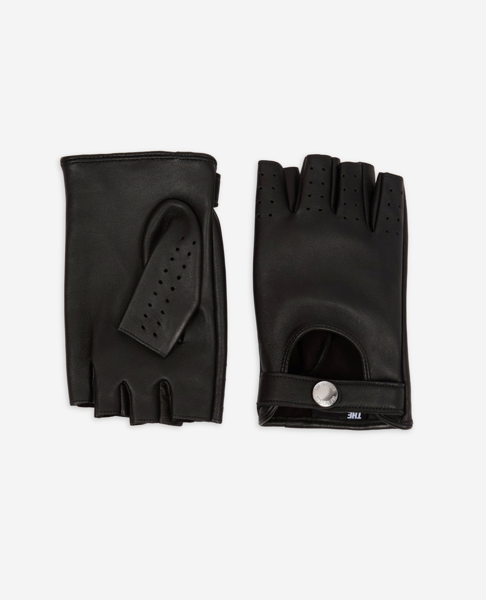 Black leather driving gloves, BLACK, hi-res image number null