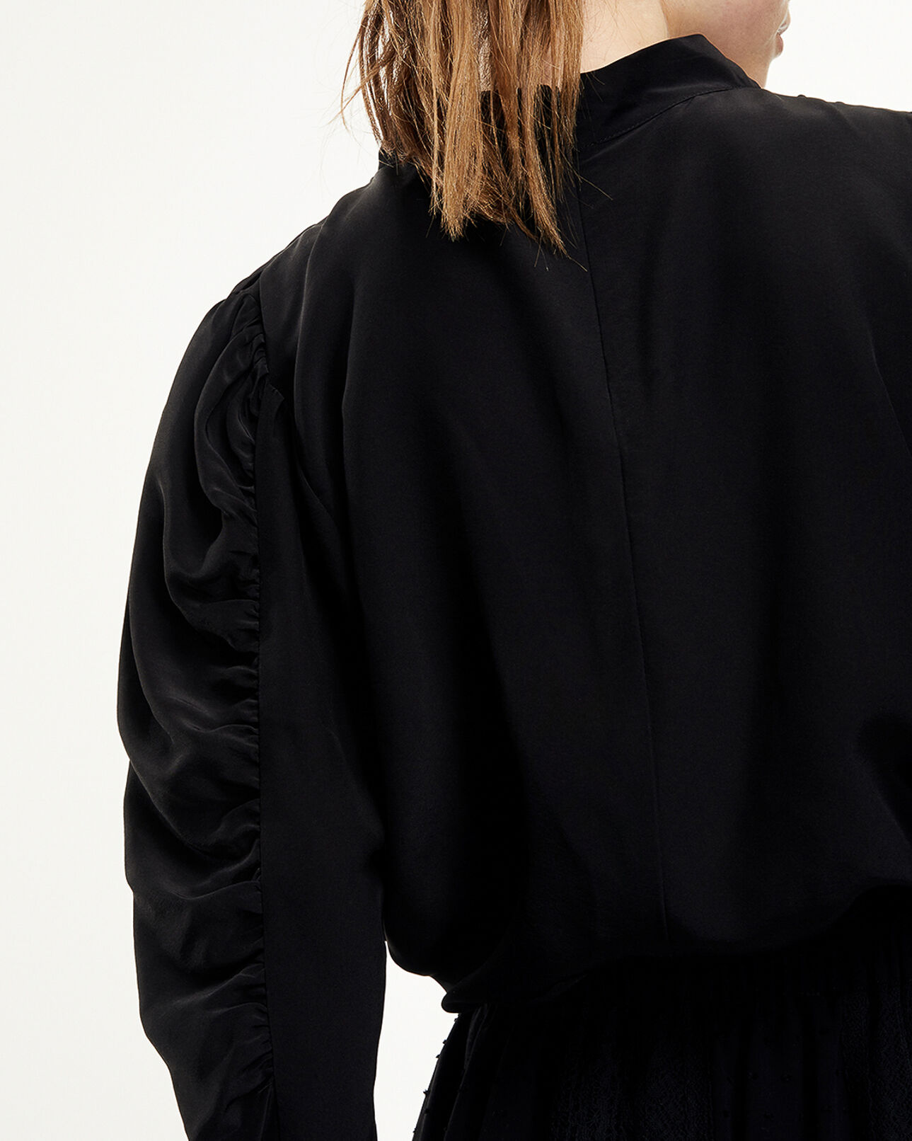 The Kooples WOMEN BLACK flowing black top with gathering
