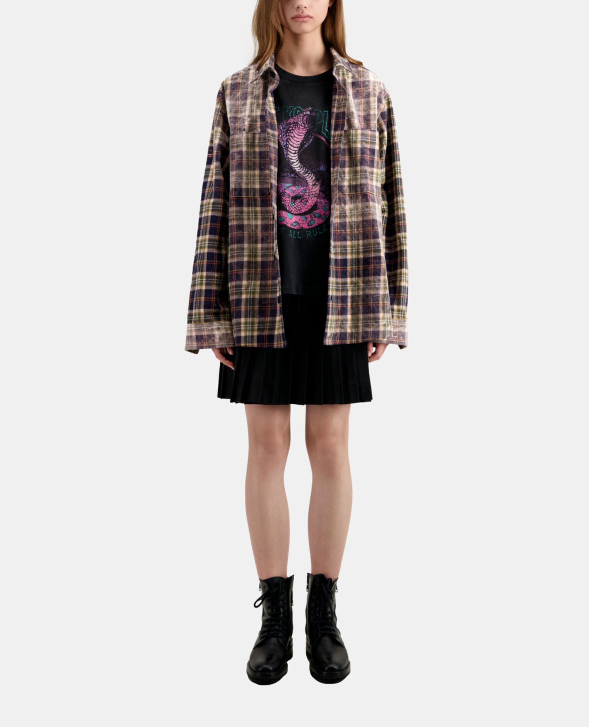 Women's black t-shirt with cobra serigraphy, BLACK / PINK, hi-res image number null