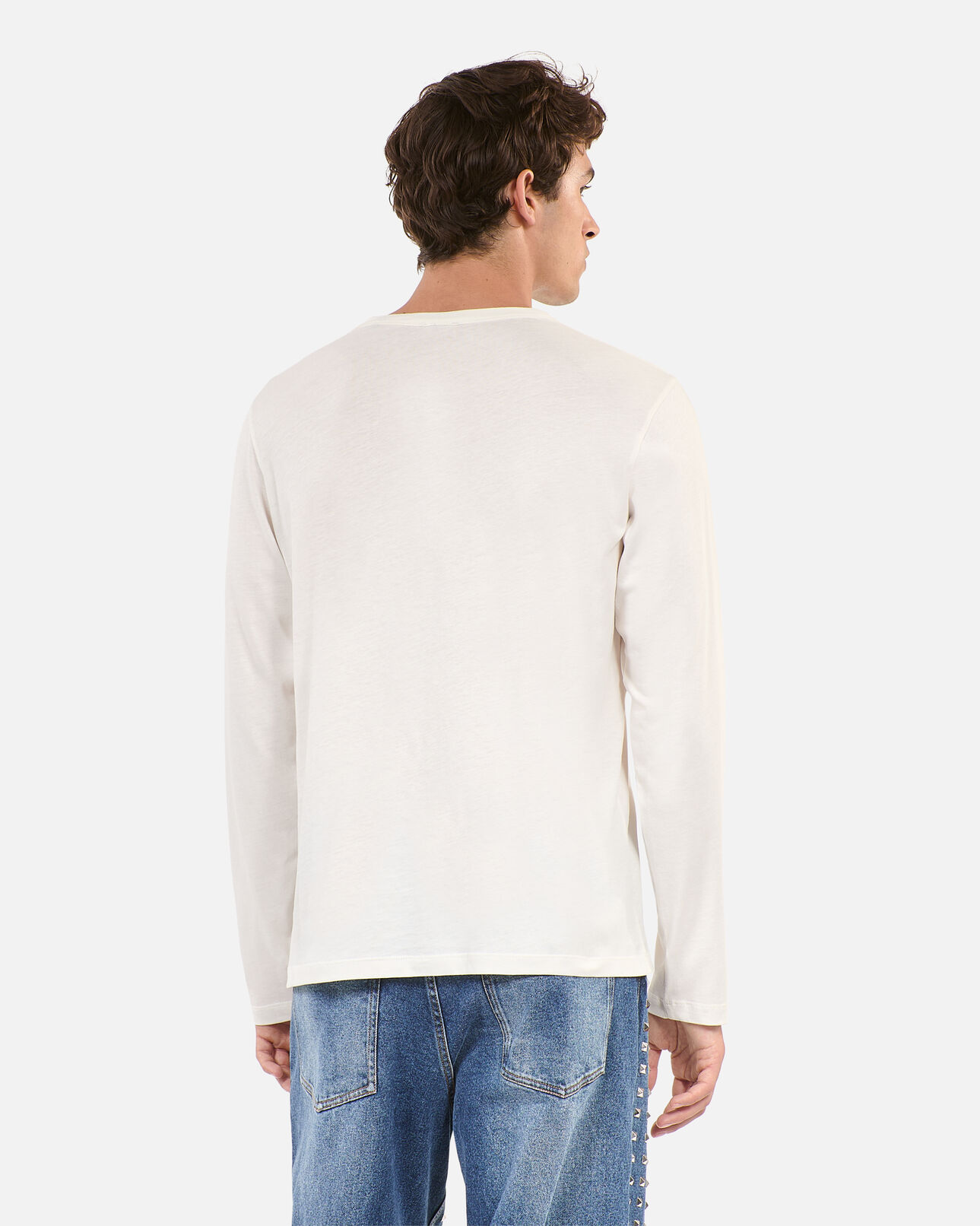 The Kooples HOMME ECRU t-shirt manches longues à serigraphie blanc