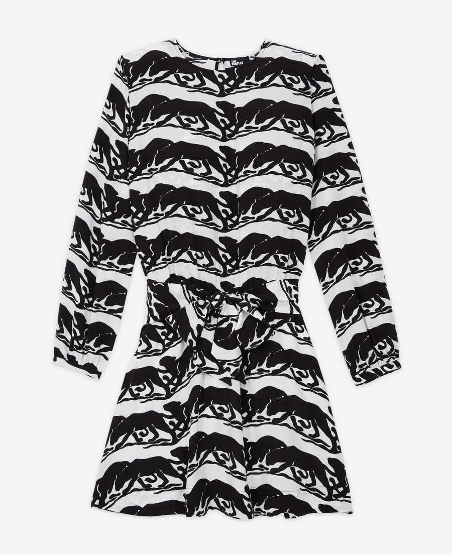 kurzes kleid mit gürtel und print