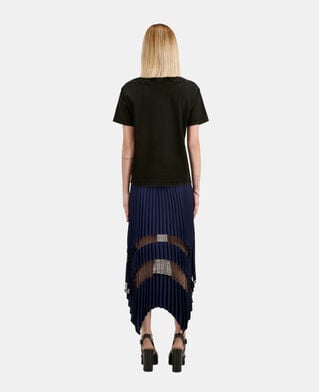 The Kooples F BLACK WASHED black t-shirt with bijou embroidery