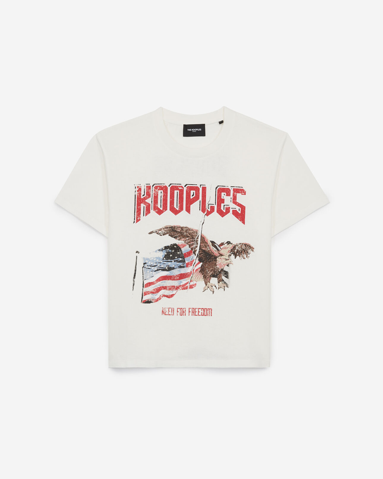 The Kooples FEMME WHITE t-shirt coton rock blanc imprimé aigle