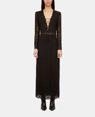 The Kooples WOMEN BLACK long black guipure dress