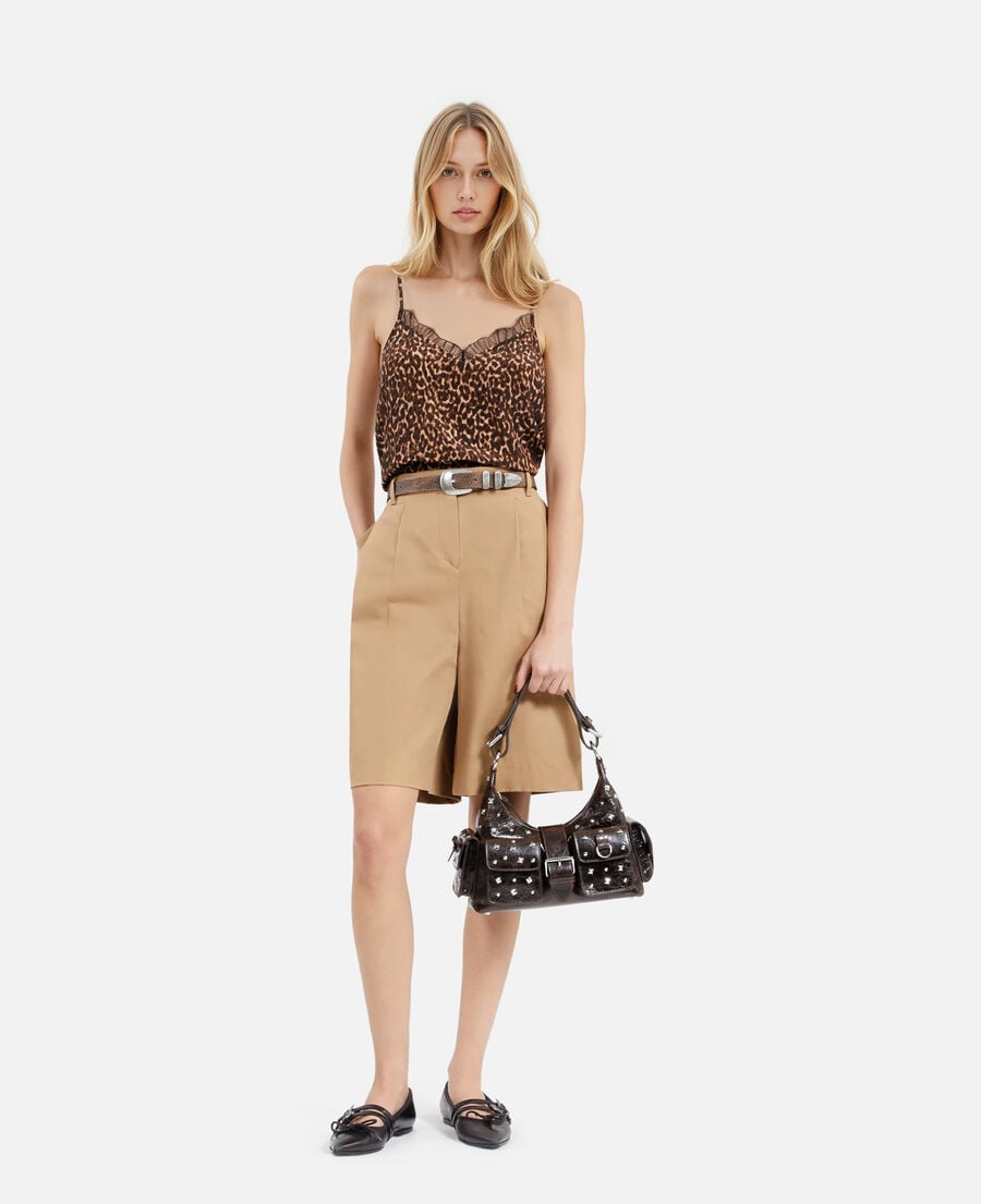 The Kooples WOMEN BROWN amelia light brown studded bag