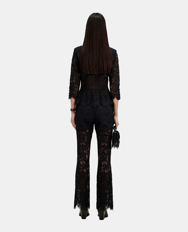 The Kooples FEMME BLACK pantalon flare en dentelle noir