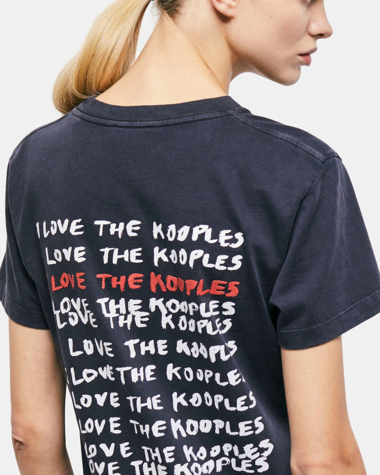 The Kooples F BLACK WASHED women's black love kooples t-shirt