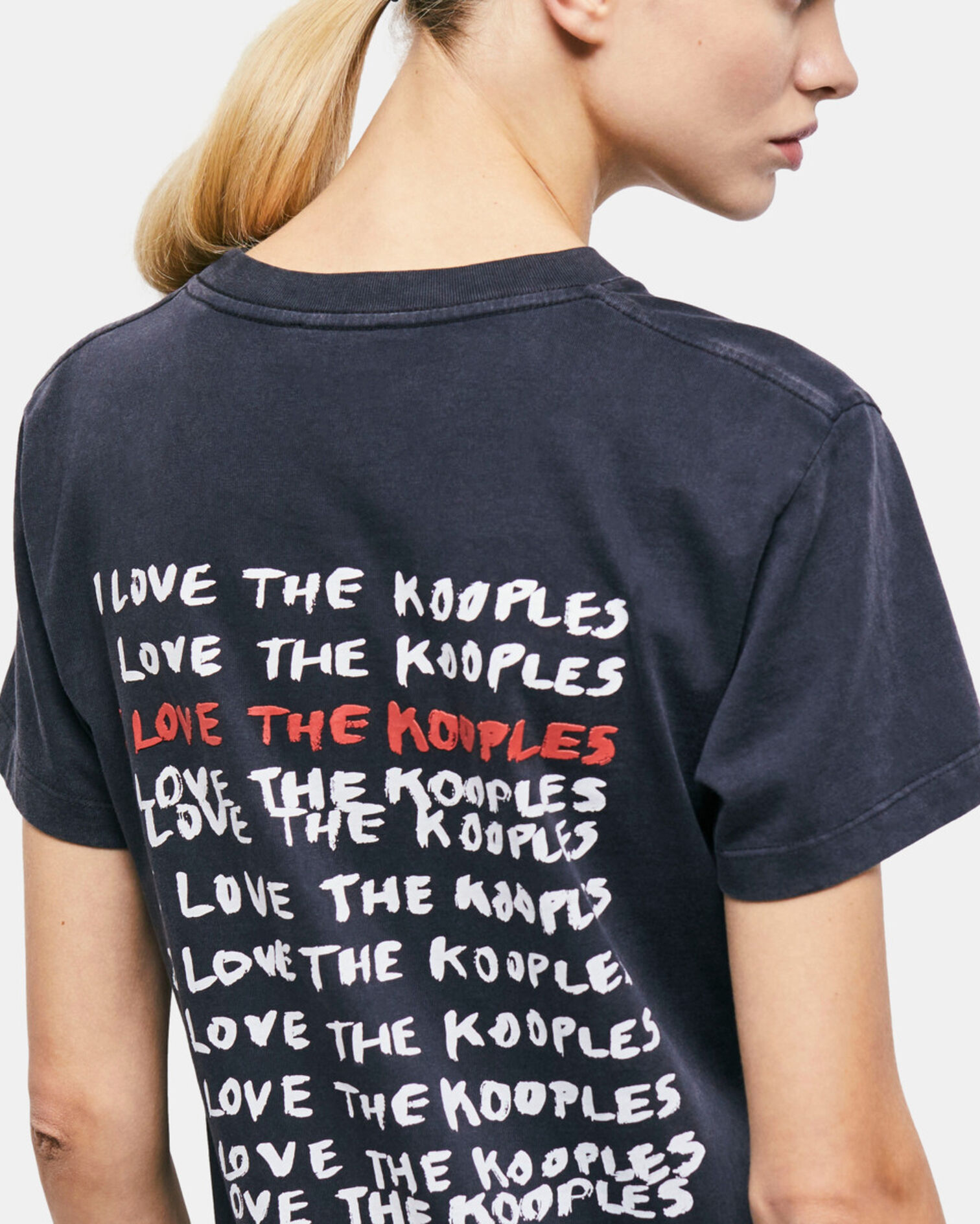 Women's black love kooples t-shirt, BLACK WASHED, hi-res image number null