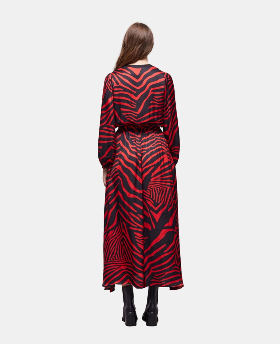The Kooples WOMEN BLACK - RED long red printed dress