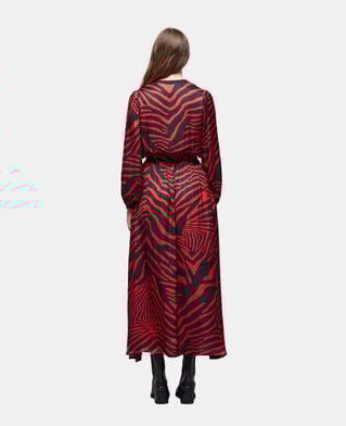 The Kooples WOMEN BLACK - RED long red printed dress