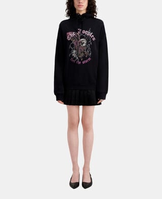 The Kooples F BLACK black sweatshirt with feel the storm serigraphy