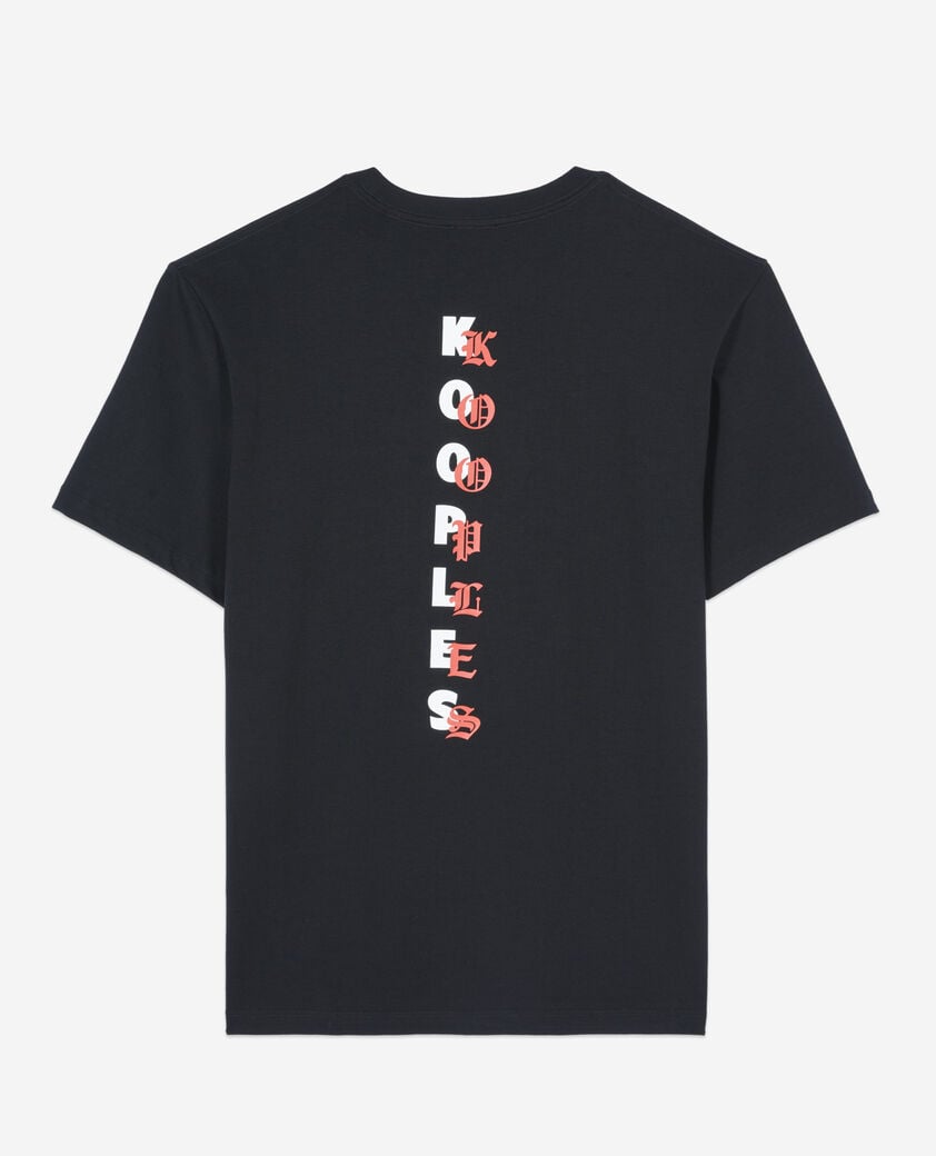The Kooples HERREN BLACK schwarzes t-shirt mit siebdruck