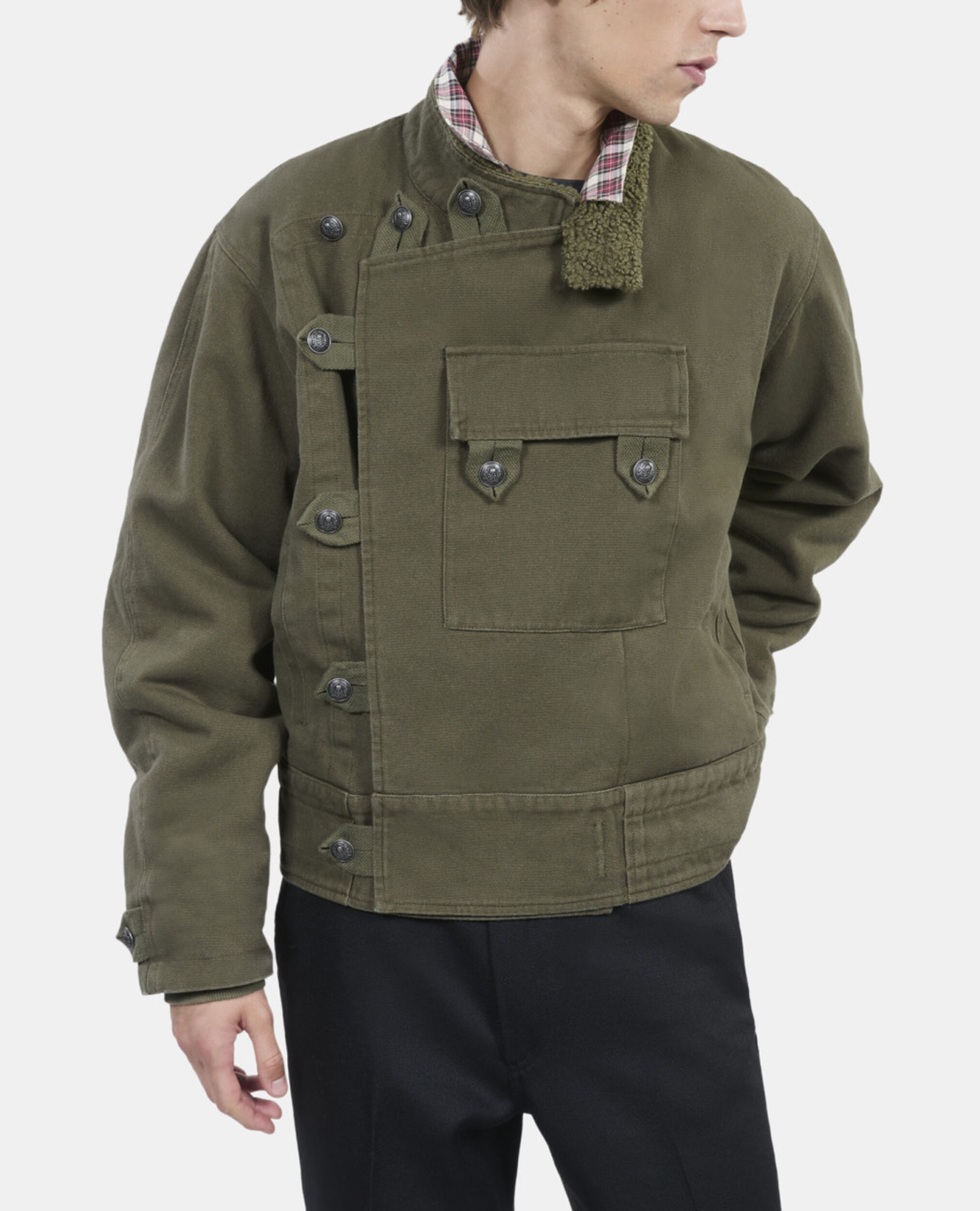 Khaki officer-style jacket, OLIVE NIGHT, hi-res image number null