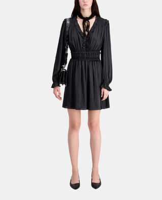 The Kooples DAMEN BLACK schwarzes kurzes kleid mit raffungen