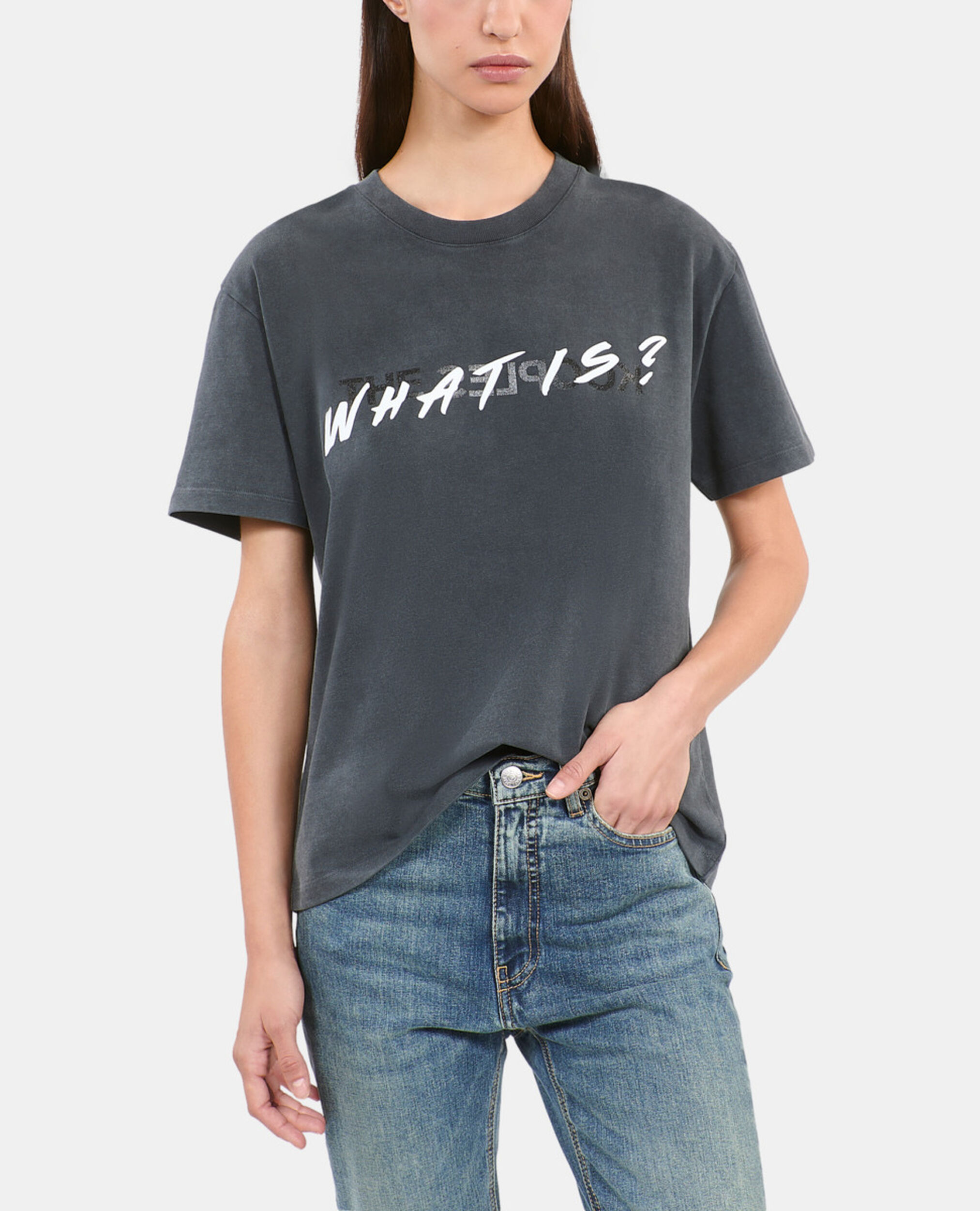 Black What is t-shirt, BLACK WASHED, hi-res image number null