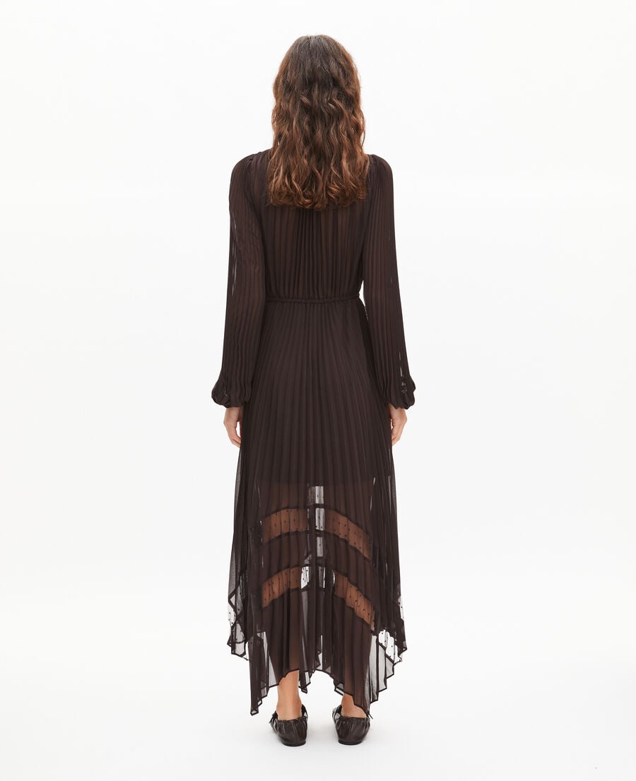 The Kooples F CAFE brown pleated maxi dress