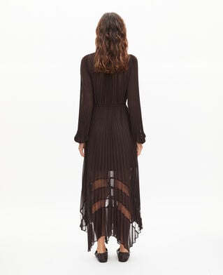 The Kooples F CAFE brown pleated maxi dress